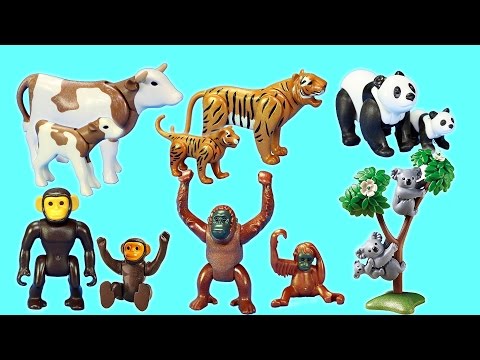 PLAYMOBIL Toy Wild Zoo Animals Collection For Kids - Tiger Panda Koala Gorilla