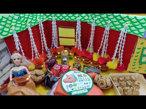 மகிழ்ச்சியான நேரம் பகுதி 750 | bavani home diwali celebration | mini green food| barbie diwali