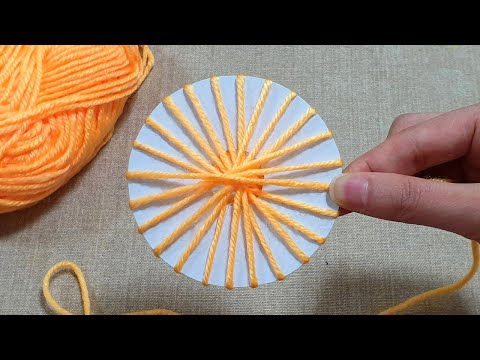 Super Easy Woolen Flower Making with Paper - Hand Embroidery Design Trick - Amazing Sewing Hack