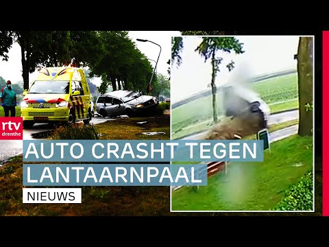 Heftige beelden: Auto slaat over de kop en crasht | RTV Drenthe