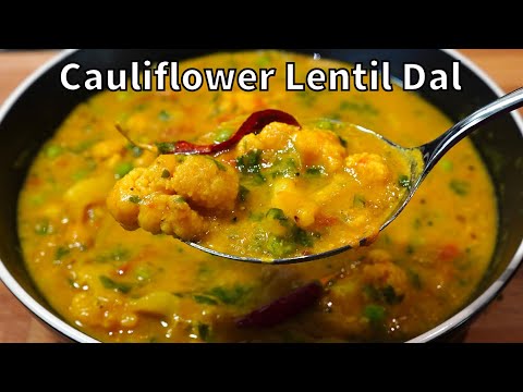 CAULIFLOWER RED LENTIL DAL WITH GREEN PEAS | Gobi Masoor Dal