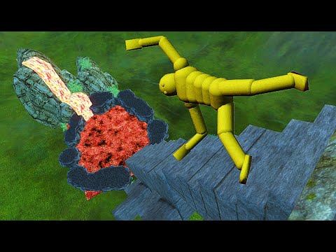 Euphoria Physics vs Ragdoll Falling Test Comparison On Molten Lava