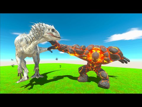 GIANT INDOMINUS REX VS GIANT LAVA BOY - Animal Revolt Battle Simulator