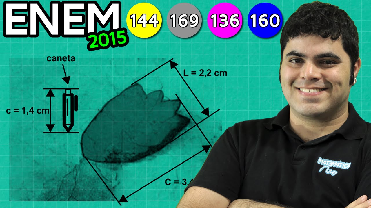 ENEM 2015 Matemática #25 - Escala da Caneta, Comprimento e Largura da Pegada