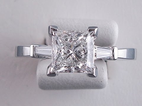 1.70 ctw Princess Cut D SI1 Diamond Engagement Ring - BigDiamondsUSA