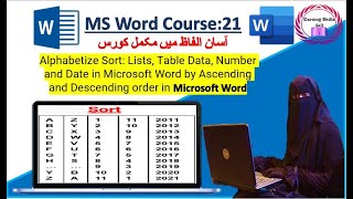 alphabetize sort: lists, table data, number and date in microsoft word by ascending and descending