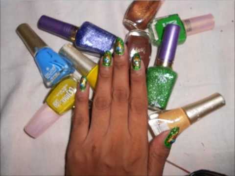 Peacock feather nail design tutorial by Shilpi - our song Taylor Swift-(Indian N.D Channel)