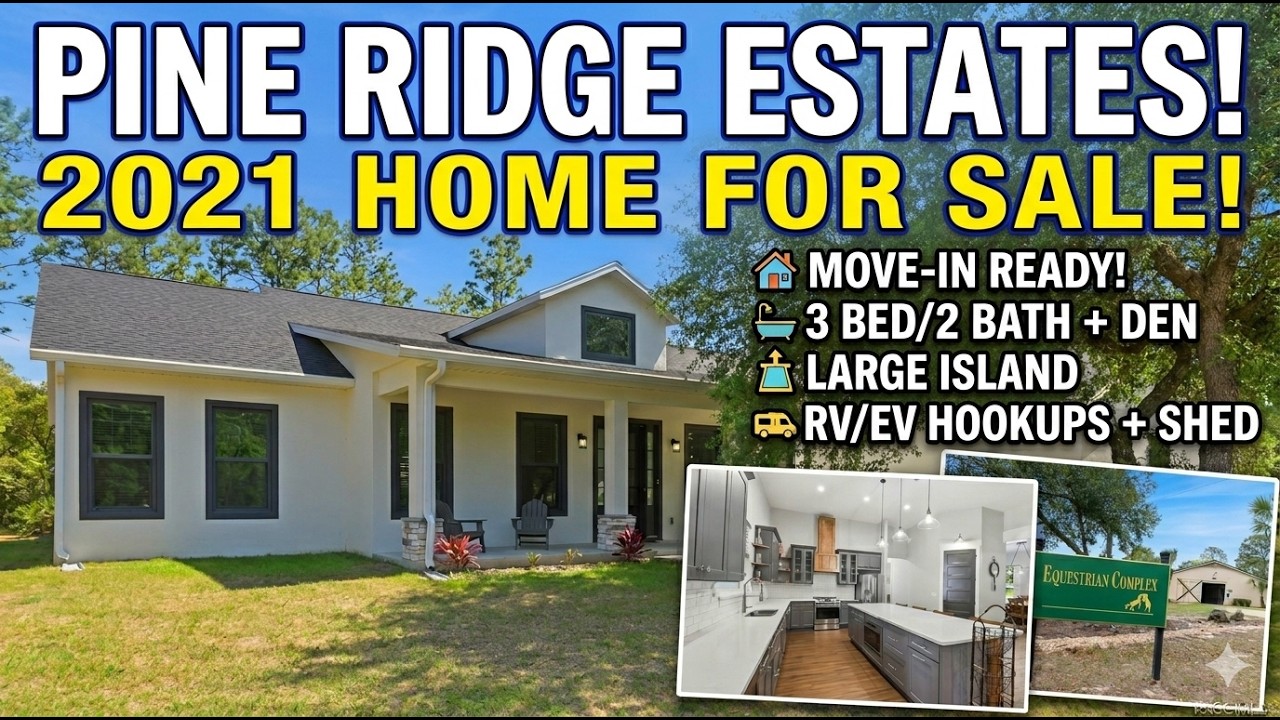 Cinematic tour: Citrus County Florida For Sale | 3 Bed + Office in Pine Ridge Estates 1 Acre Corner Lot MLS#854126