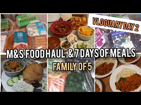 Vloguary Day 2 M&S Food Haul Family of 5 7 Day Meal Plan What's for Dinner For the Week Grocery Haul
