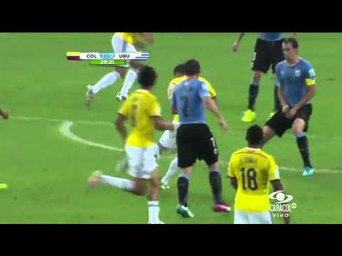 James Rodriguez Colombia Goal vs Uruguay on Colombian Station Caracol -