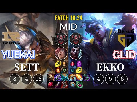 RNG yuekai Sett vs GEN Clid Ekko Mid - KR Patch 10.24