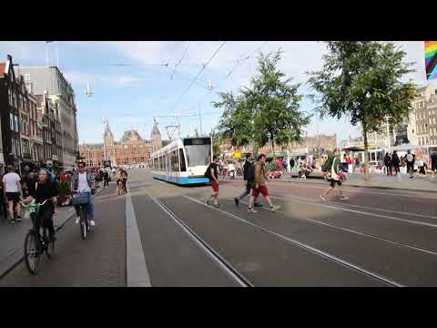 Amsterdam Netherlands: (GVB) 2053 13G Siemens Combino (2001–2005) On Damrak Route 12