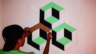 Cat dinding kamar tidur motif geometric wall painting Cat dinding kamar tidur motif geometric wall painting