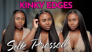 KINKY edges Synthetic wig | Sensationnel Kinky Silk Pressed 26" | Blending my NATURAL edges