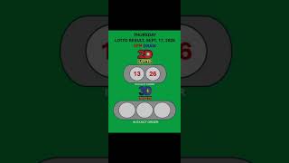 LOTTO RESULTS 3D LOTTO, EZ2 LOTTO, 2PM DRAW, SEPTEMBER 17, 2026@LottoResultTV15K