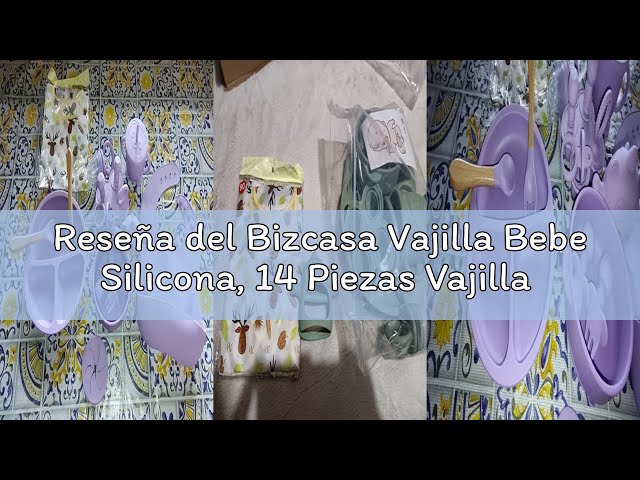 Vídeo relacionado con Bizcasa Vajilla Bebe Silicona, 11 Piezas Vajilla de Silicona para Bebés Antideslizante, Con Plato Cuenco Babero Taza, Cubiertos Bebe para comer destete, Sin BPA (Azul)