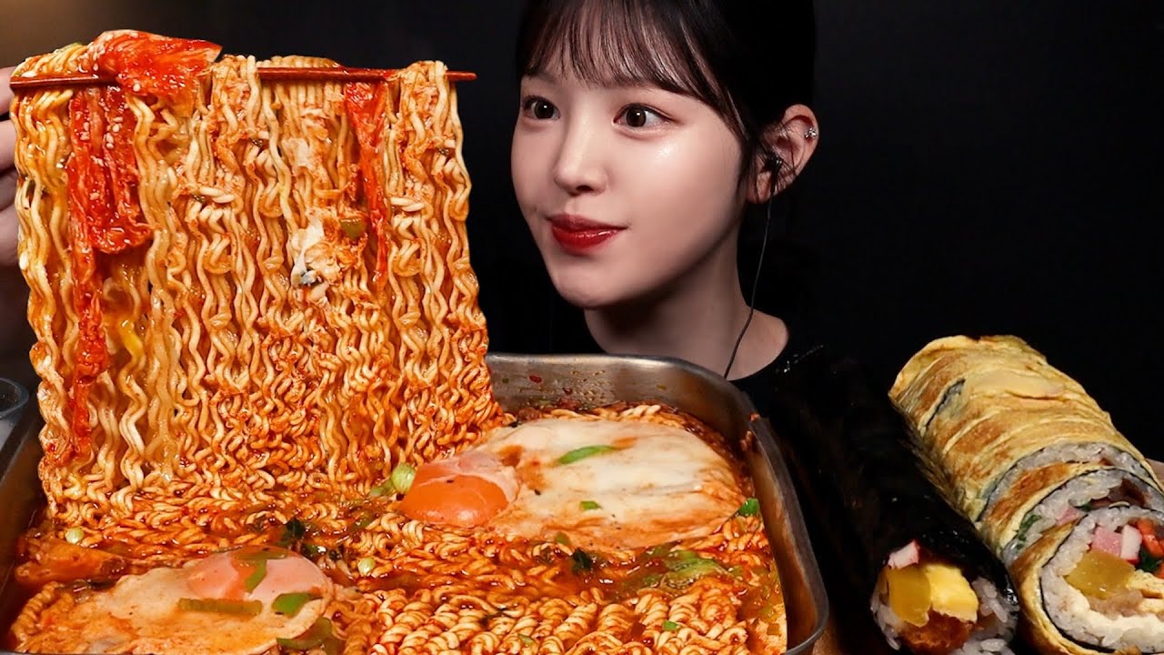 SUB)진라면 매운맛에 통새우김밥 먹방! 계란말이김밥까지 분식 라면 꿀조합 Ramyeon & Gimbap Mukbang Asmr