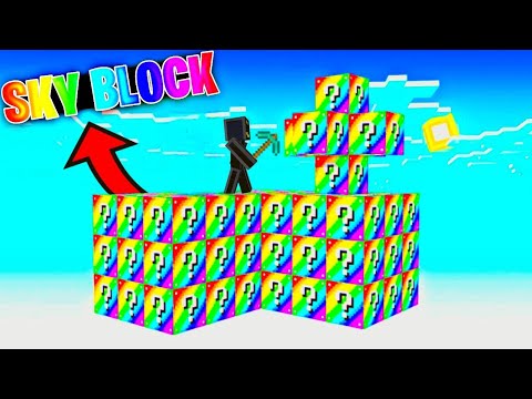 Insane Rainbow Lucky Block Skyblock in Minecraft!