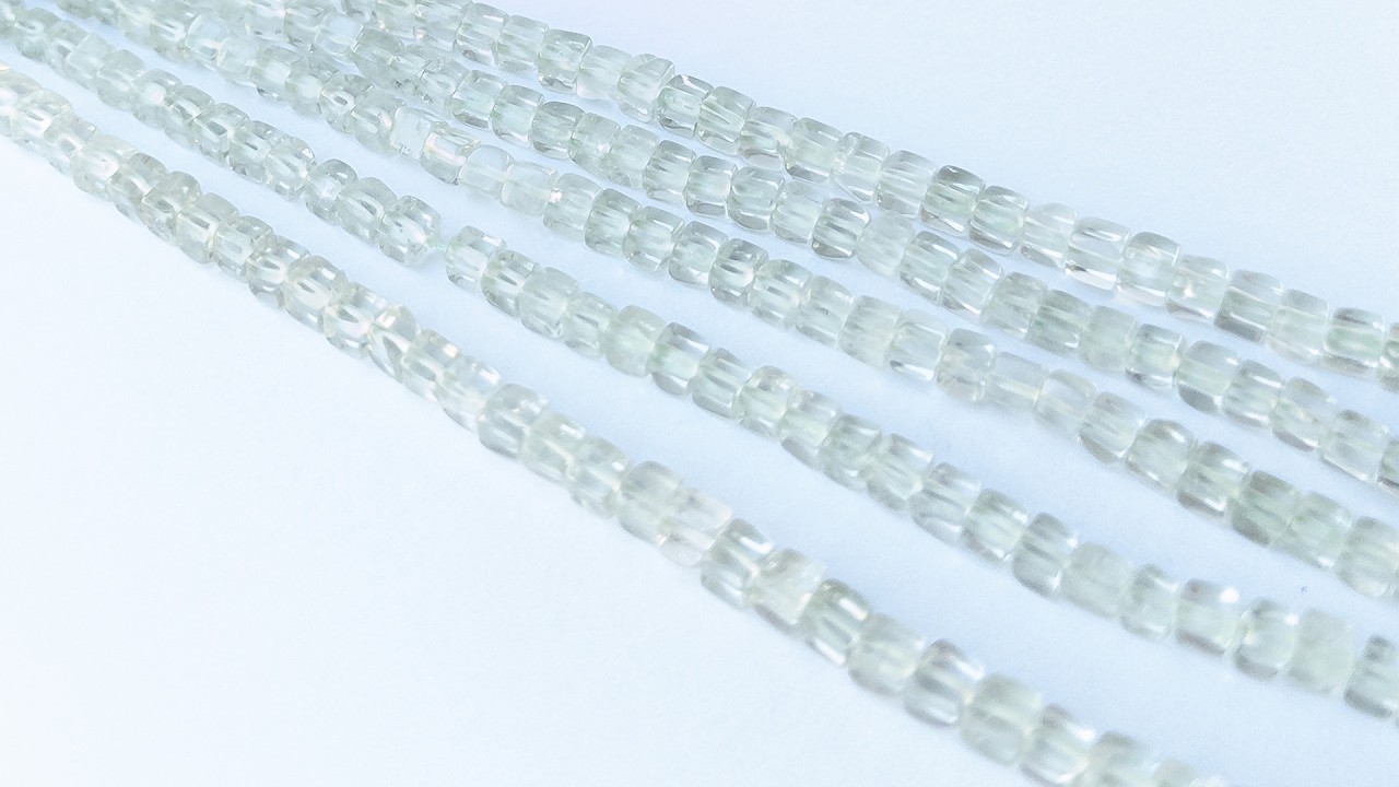 Green Amethyst | Smooth Cube | 4.2-4.5mm Bead Size | 20cm Strand Length video