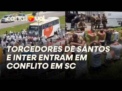 Fans of Santos and Inter clash on highway in Itapema, Santa Catarina; watch the videos.