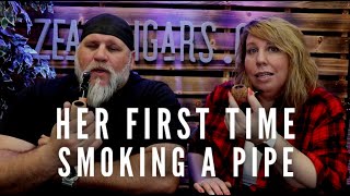 Her First Time Smoking a Pipe!!!