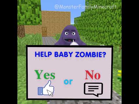 Kind Grimace wants to help Baby Zombie, but... #shorts  #minecraft