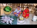SMALL FISH CURRY With SALGOM And MULO SHAK VAJI Cooking And Eating By Santali Tribe Old Couple Fish