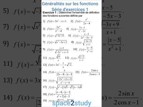 Exercice  1  Série d'exercices 1  Cours généralités sur les fonctions 1BACSEF