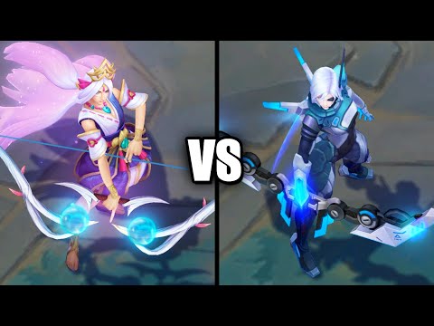 Spirit Blossom Ashe vs PROJECT Ashe Legendary Skins Comparison (League of Legends)