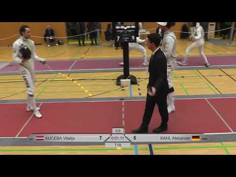 european qualification Paris 2024 Mens Foil T16 Kuceba LAT vs Kahl GER