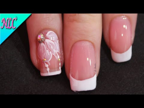 DISEÑO DE UÑAS FLOR Y FRANCÉS MUY FÁCIL DE HACER – FLOWER NAIL ART – FRENCH NAIL ART – NLC