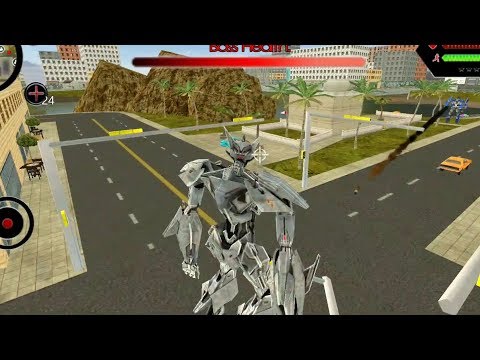 Robot Shark - (Helicopter Robot Fight Boss) Helicopter Fly And Attack Robot Boss - Android Gameplay