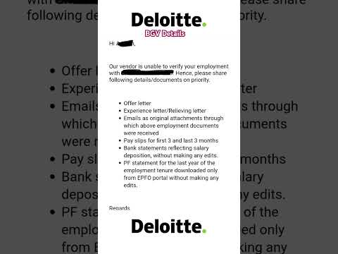 Deloitte Extra BGV Details Through Mail #deloitte #bgvprocess #interview