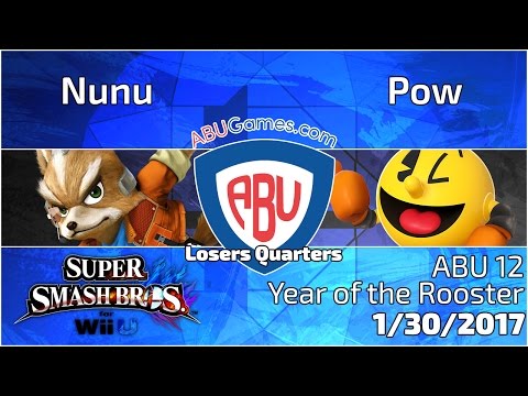 ABU 12: Nunu (Fox) vs Pow (Luigi/Pacman) - SSB4 Singles Losers Quarters
