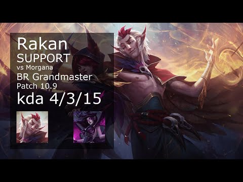 Rakan Support vs Morgana - BR Grandmaster 4/3/15 Patch 10.9 Gameplay