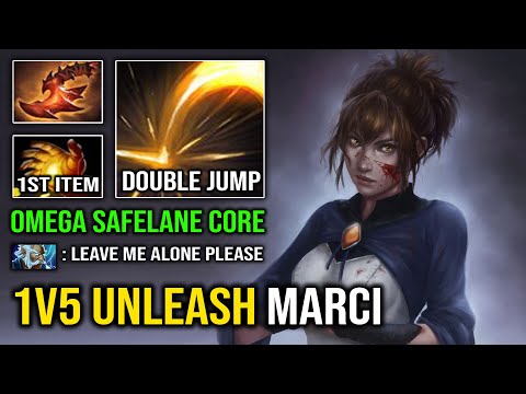 NEW Omega Carry Marci 1st Item Midas 1v5 Unleash DMG with Double Blink 100% No Escaper Dota 2