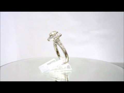 14K WHITE GOLD ROUND CUT DIAMOND ENGAGEMENT RING PRONG SET HALO ART DECO  1.48CTW - KNR INC - 296.1