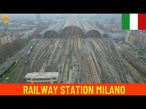 Milano Centrale Railway Station - Aerial view and Trainspotting -  Italy