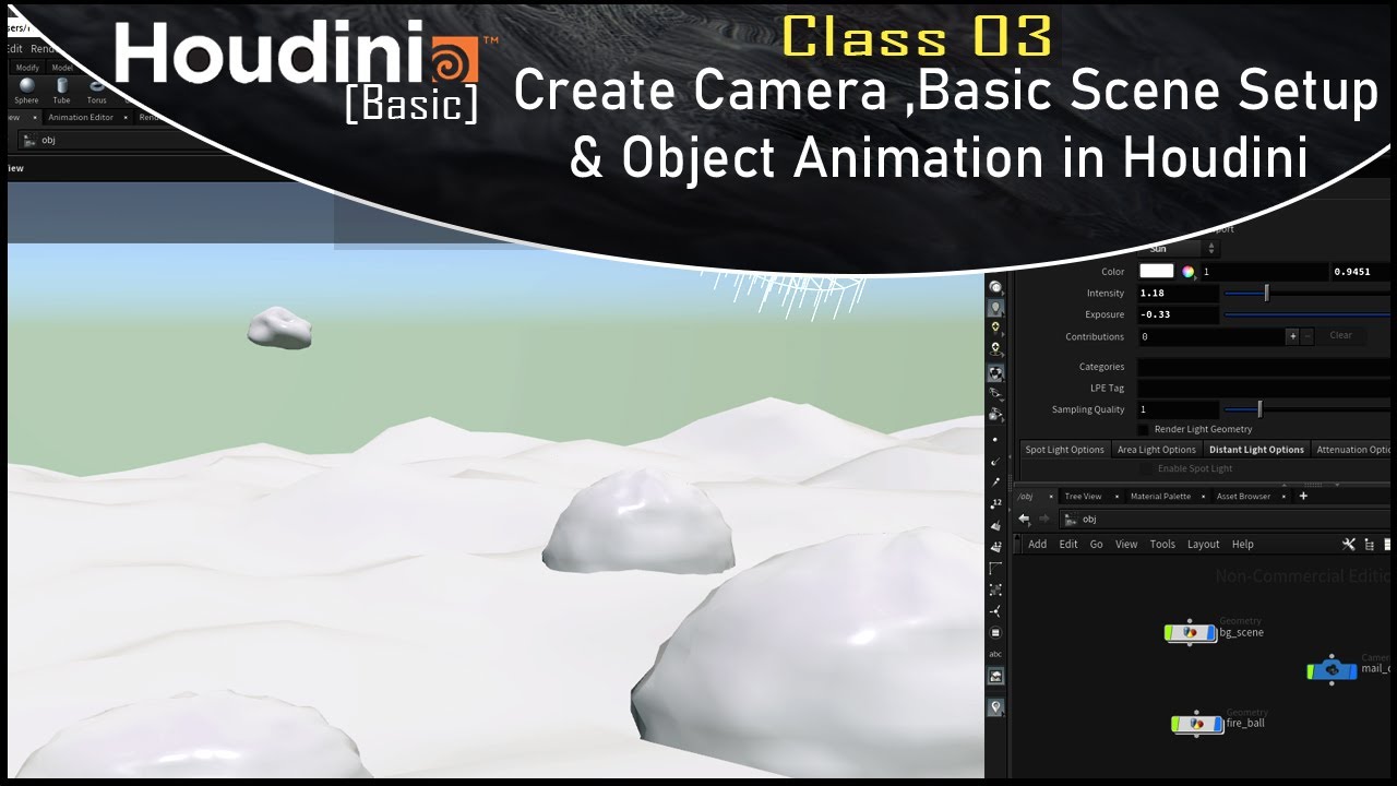 Houdini Tutorial For Beginner Class 03 | Scene Setup,Create Camera & Object Animation in Houdini