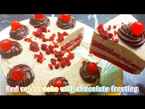 Red velvet cake Recipe with chocolate frosting without oven recipe