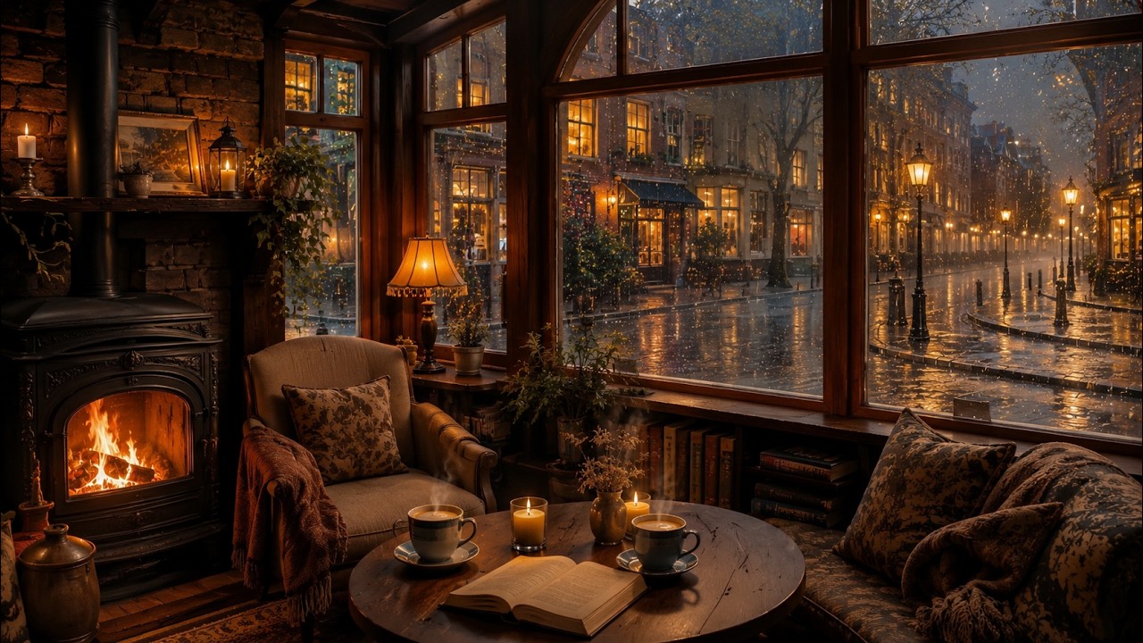 Rainy Night Café cinematic music escape by World Without Noise