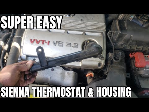 2004 2010 Toyota Sienna Thermostat Housing Replace How to 2005 2006 2007 2008 2009 Install Remove