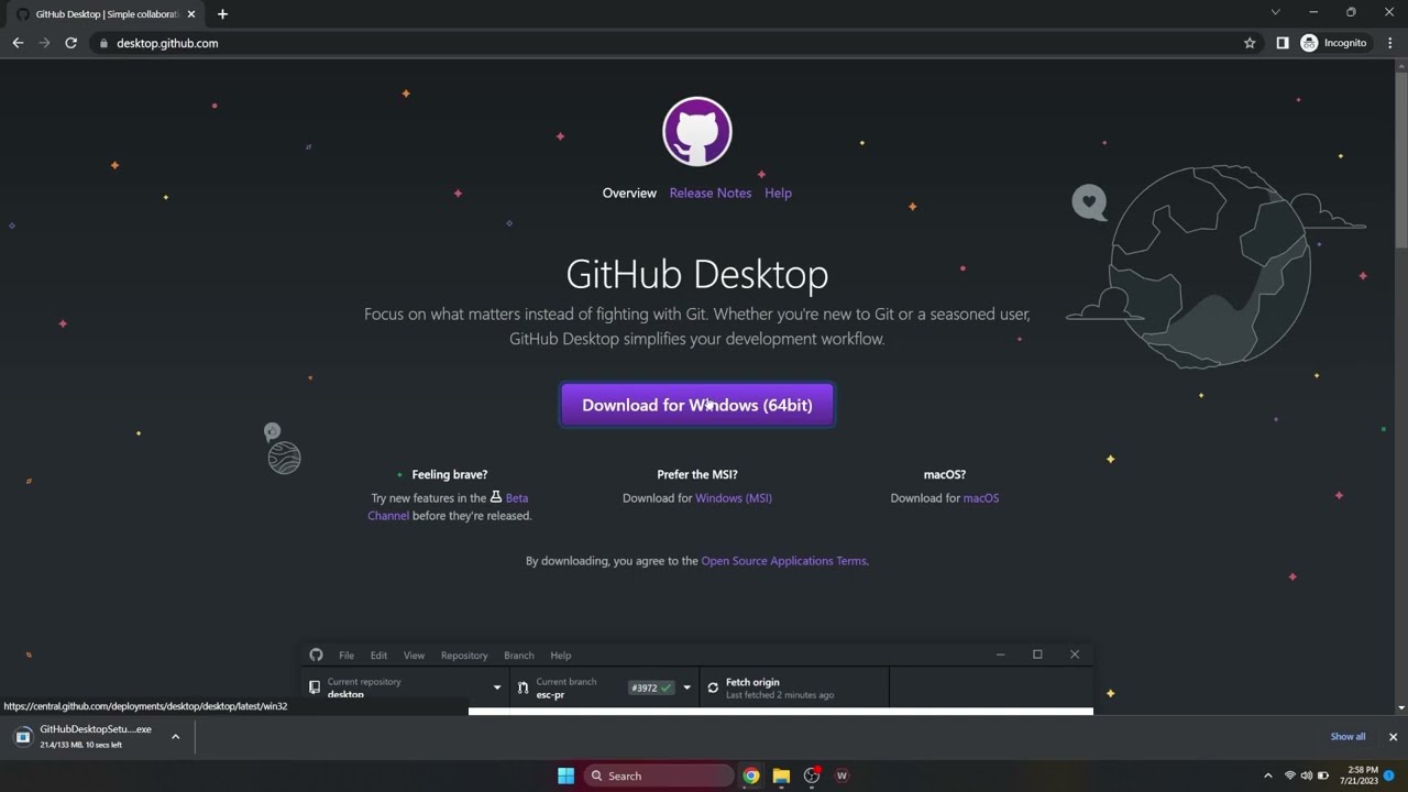 Cyberknights software: Github Desktop Client installation