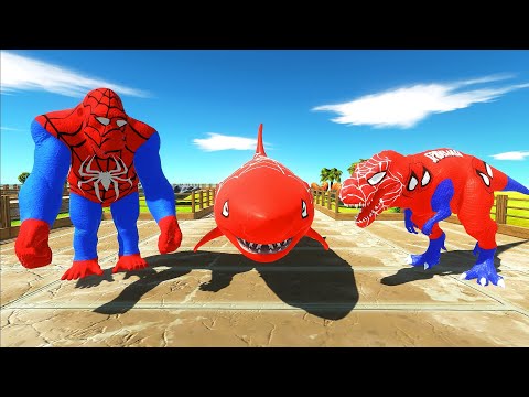 DEATH RUN vs SPIDERMAN TEAM with ALL WEAPONS & HP Bar - Animal Revolt Battle Simulator ARBS