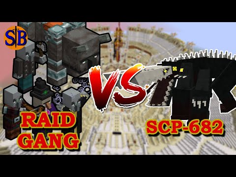 RAID GANG vs SCP-682 Hard to kill Lizard | Minecraft Mobs Battle | Vanilla VS SCP Overtime