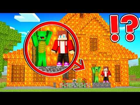 JJ and Mikey Build EPIC Lava House in Minecraft