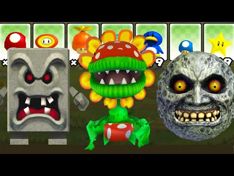 What happens if Whomp, Petey Piranha and Majoras Moon use Marios Power-Ups?