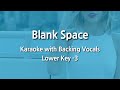 Blank Space (Lower Key -3) Karaoke with Backing Vocals