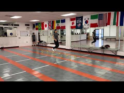 Coordinations and fencing footwork exercise with foil coach Gabor Fekete