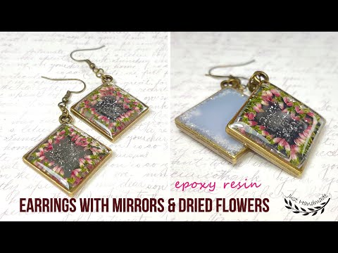 ~JustHandmade~ Fancy epoxy resin jewelry with MIRRORS & DRIED FLOWERS (calluna) - tutorial / DIY